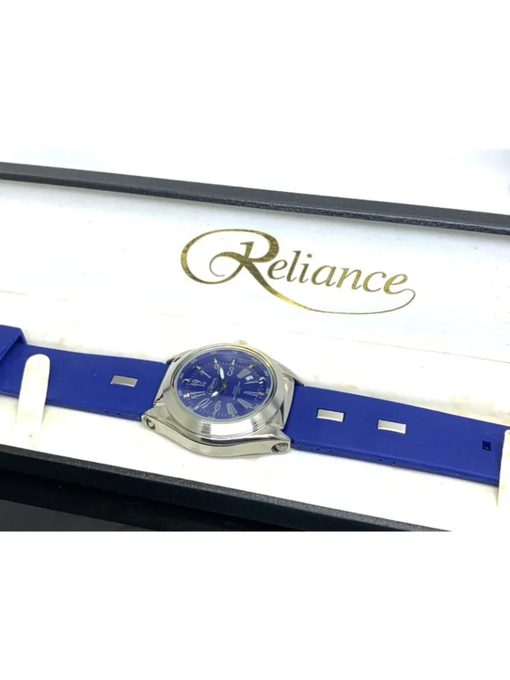 Reliance By Croton Men's Watch RE306051 Quartz Blue Dial Rubber Strap 42mm